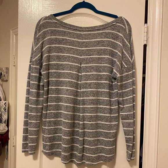 Target Heathered Grey Striped Top - Picture 2 of 3